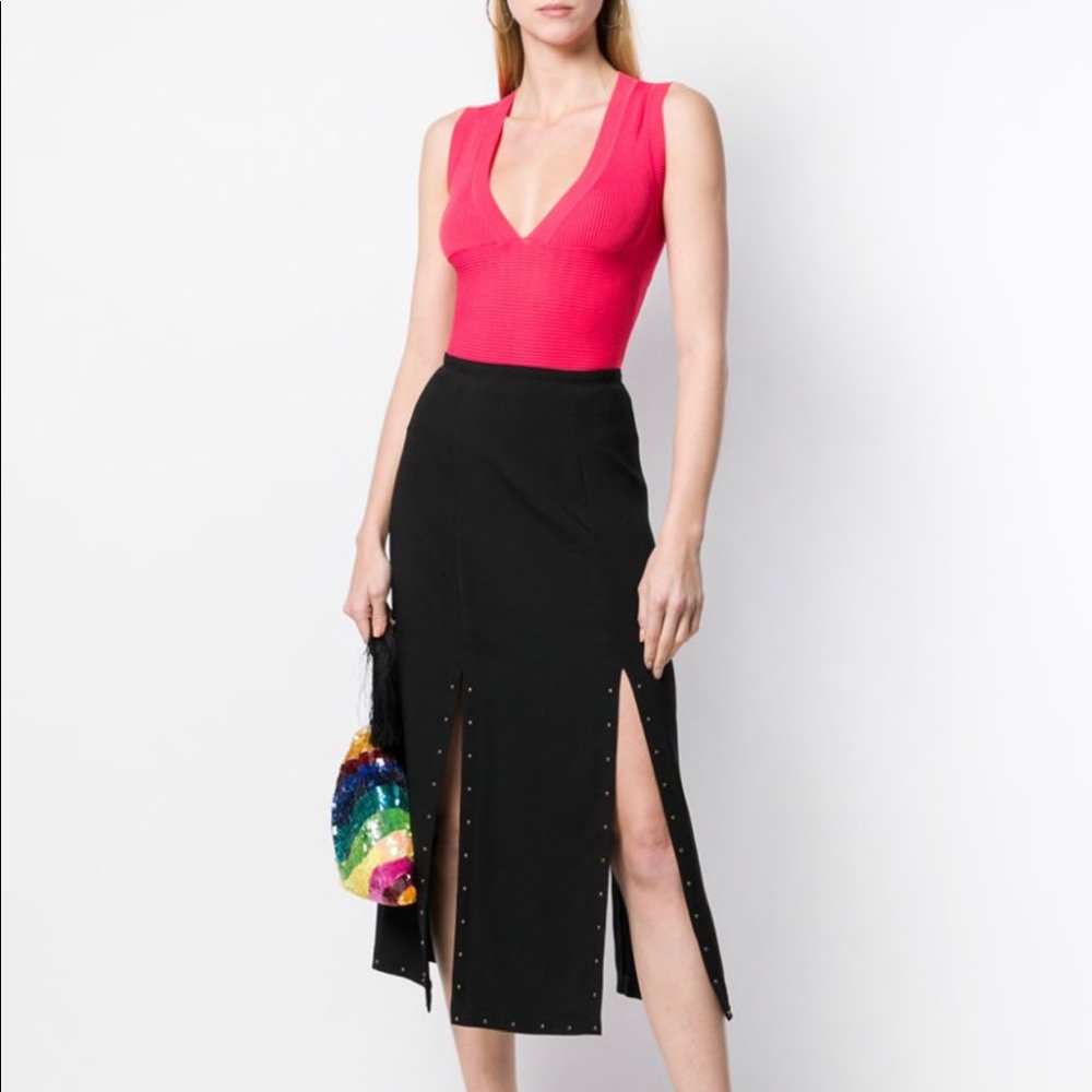 NWT ELISABETTA FRANCHI PINK RIBBED BODYSUIT